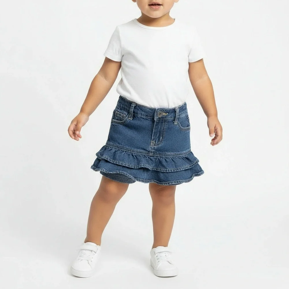 The Childrens Place Denim Skort Ruffle Size 12 Months‎ Blue Elastic Waist